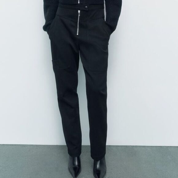 ZARA HIGH WAIST ZIPPER PANTS - Picture 9 of 9